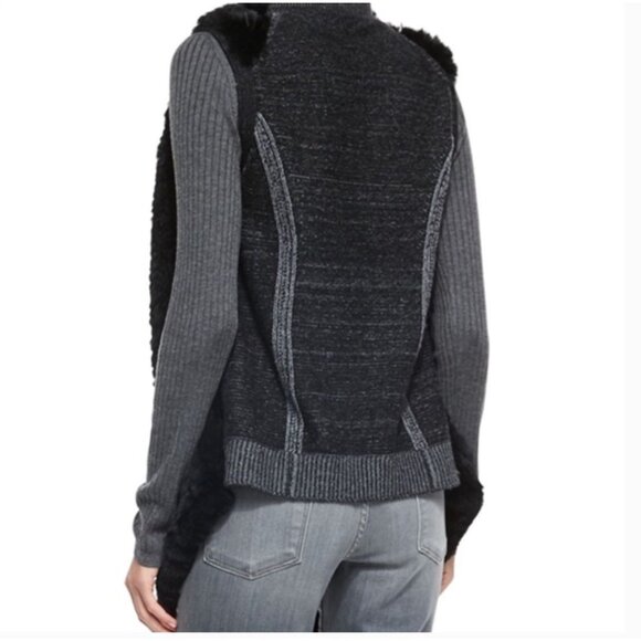 Vince Rex Rabbit Fur Drape Front Sweater Vest S - Picture 3 of 9